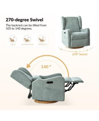 Rosalina Modern Recliner with Built-In Nightlight and Wooden Base