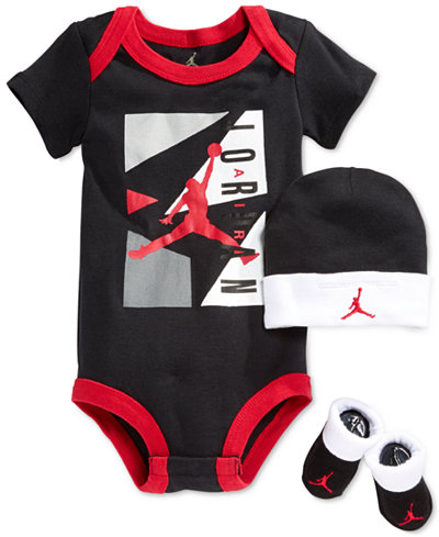 Jordan Baby Boys' 3-Piece Bodysuit, Hat & Booties Set - Baby Boy (0-24 ...
