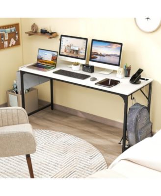 60 Inch Computer Desk with Charging Station Storage Bag