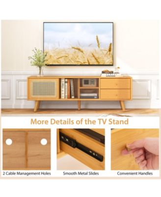 Bamboo TV Stand for TV up to 65 Inch
