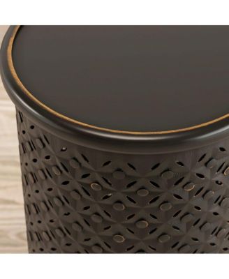 Decker Distressed Hardwood Global Drum End Table
