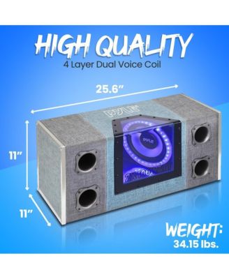 Dual Subwoofer Box System, 8'' Vented Enclosure, 800W Max, LED Lights