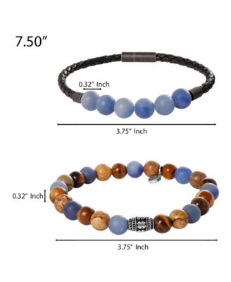 Sodalite, Picture Jasper, Tiger's Eye Stretch Bead & Magnetic Cord Bracelet Set - 2 Piece