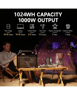 Portable Power Station 1000W 1024Wh Outdoor Solar Generator Fast Charging