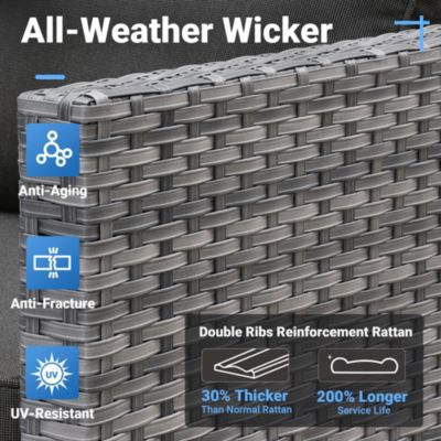 Patio Furniture Set 7 Piece High Back Sofa Outdoor Conversation Sets All Weather Wicker Rattan Sectional Sofa Set Couch and Chairs Garden Backyard Porch