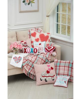 Valentine's Day Heart Balloons Love Truck Embroidered Accent Throw Pillow, 18" x 18"