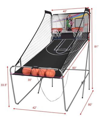 Foldable Double Electronic Basketball Game with 4 Balls Indoor