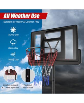 Height Adjustable Portable Shatterproof Backboard Basketball Hoop with 2 Nets