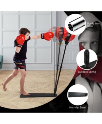 Kids Punching Bag with Adjustable Stand and Boxing Gloves