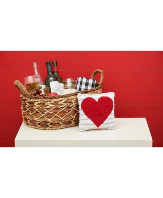 Heart Stripe Small/Petite Valentine's Day Hooked Accent Pillow, 8" x 8"