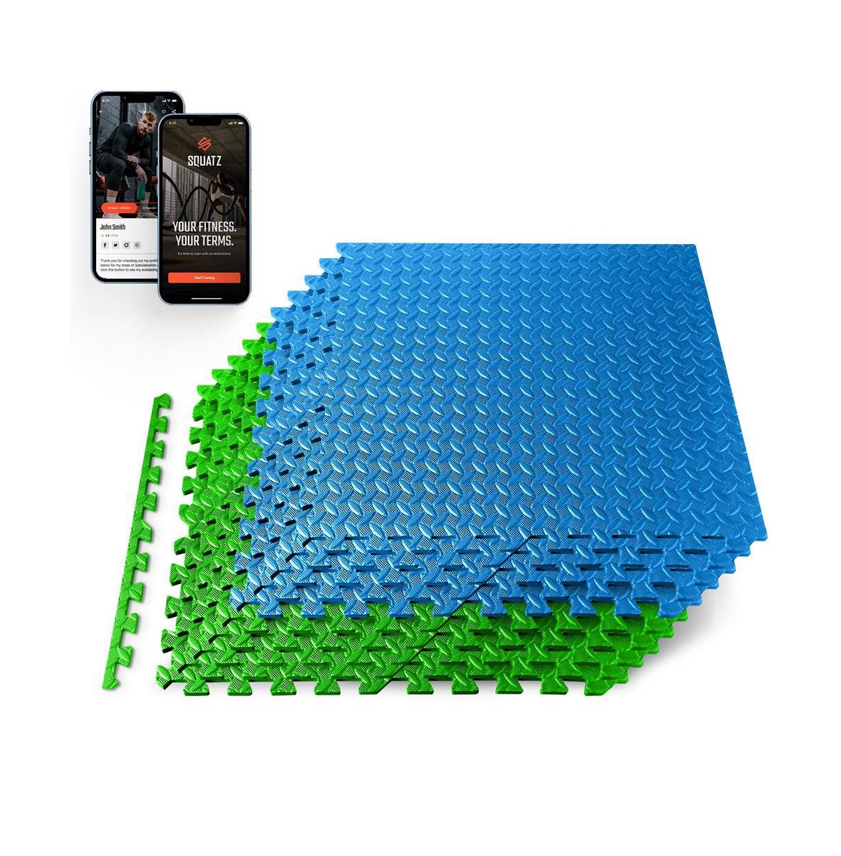 10-Piece Puzzle Exercise Mat, Eva Foam Tiles, Non-Skid, Blue/Green - Blue