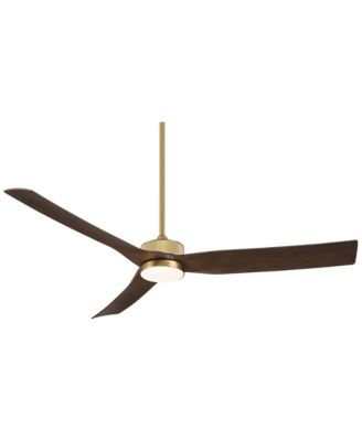 60" Montage Modern Indoor Outdoor Ceiling Fan 3 Blade LED Light Remote Control Soft Brass Finish Bedroom Damp Rated