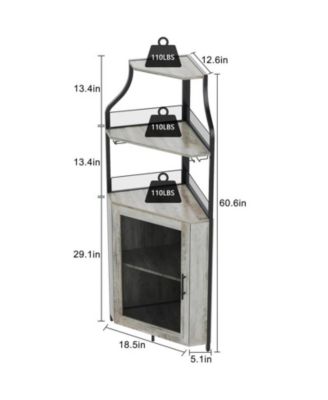 Corner Bar Cabinet with LED Lights, Industrial Liquor Cabinet with Adjustable Shelf, 5-Tier Industrial Wine Cabinet with Glass Holder, Home Bar Cabinet, Coffee Bar Cabinet