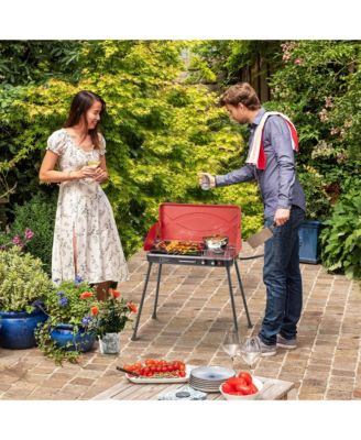 2-in-1 Propane Grill 2 Burner Camping Gas Stove Portable with Removable Leg