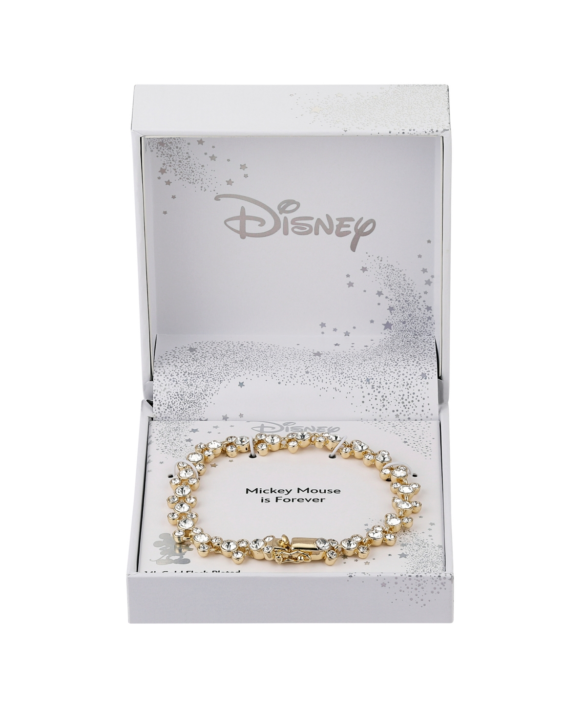 Disney Crystal Multi Color Station Mickey Mouse Tennis Bracelet In Gold