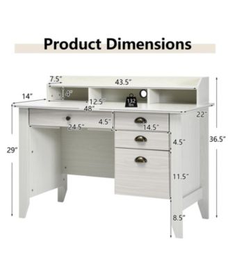 Vintage Computer Desk with Storage Shelves and 4 Drawer