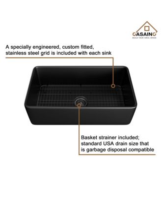 1 x 33-inch  Single Bowl Fireclay Farmhouse Kitchen Sink with Accessories