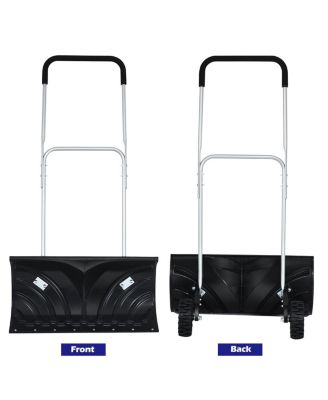 Rolling Snow Pusher Shovel with Adjustable Handle