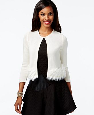 Alfani Faux-Fur Cropped Cardigan Sweater, Created for Macy's ...