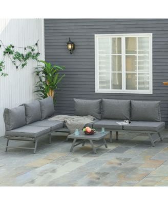 3-Piece Patio Couch Furniture Set with 2 Convertible Sofas,