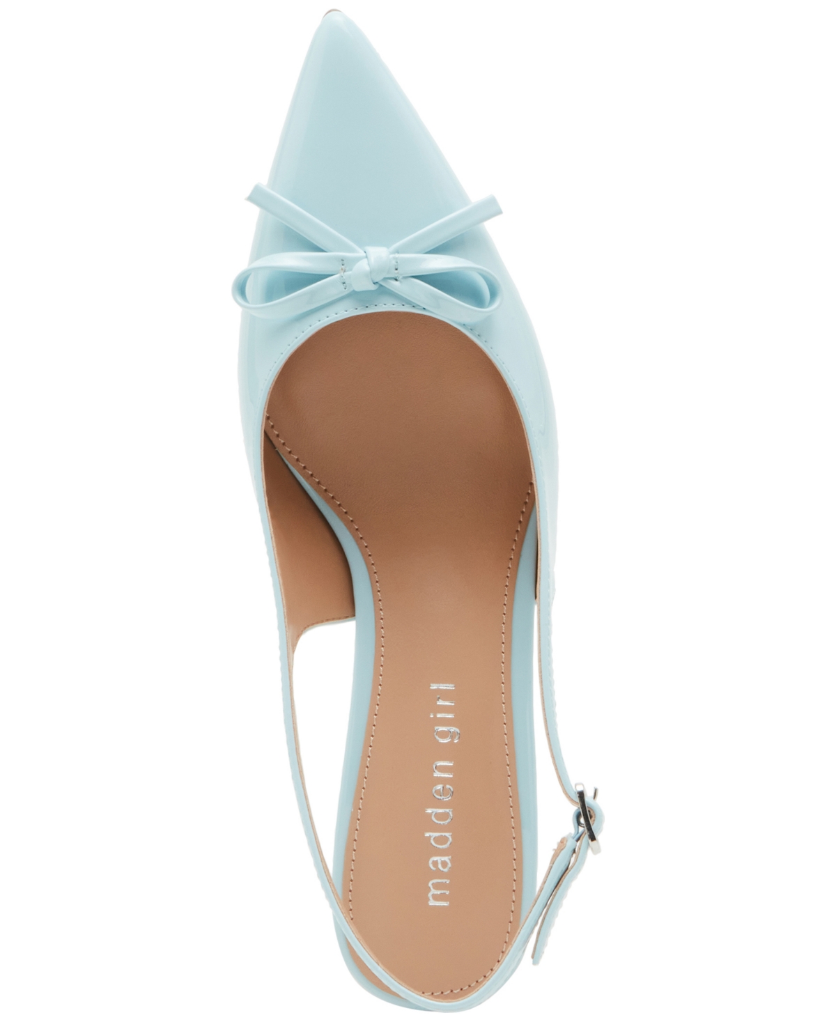 Madden Girl Vogue Bow Slingback Kitten-heel Pumps In Ice Blue Patent