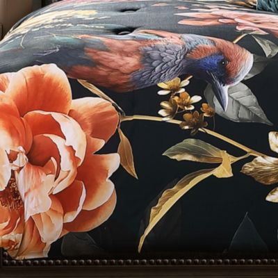 Botanical Birds Bedding 220 Thread Count 100% Cotton Sateen 5 Piece Queen Size Reversible Comforter Set