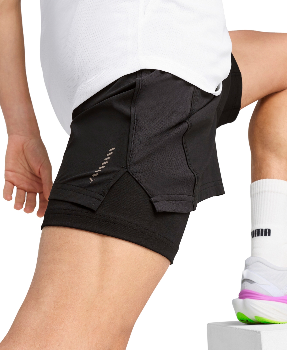 Puma Men's Run Velocity Logo Shorts In  Black