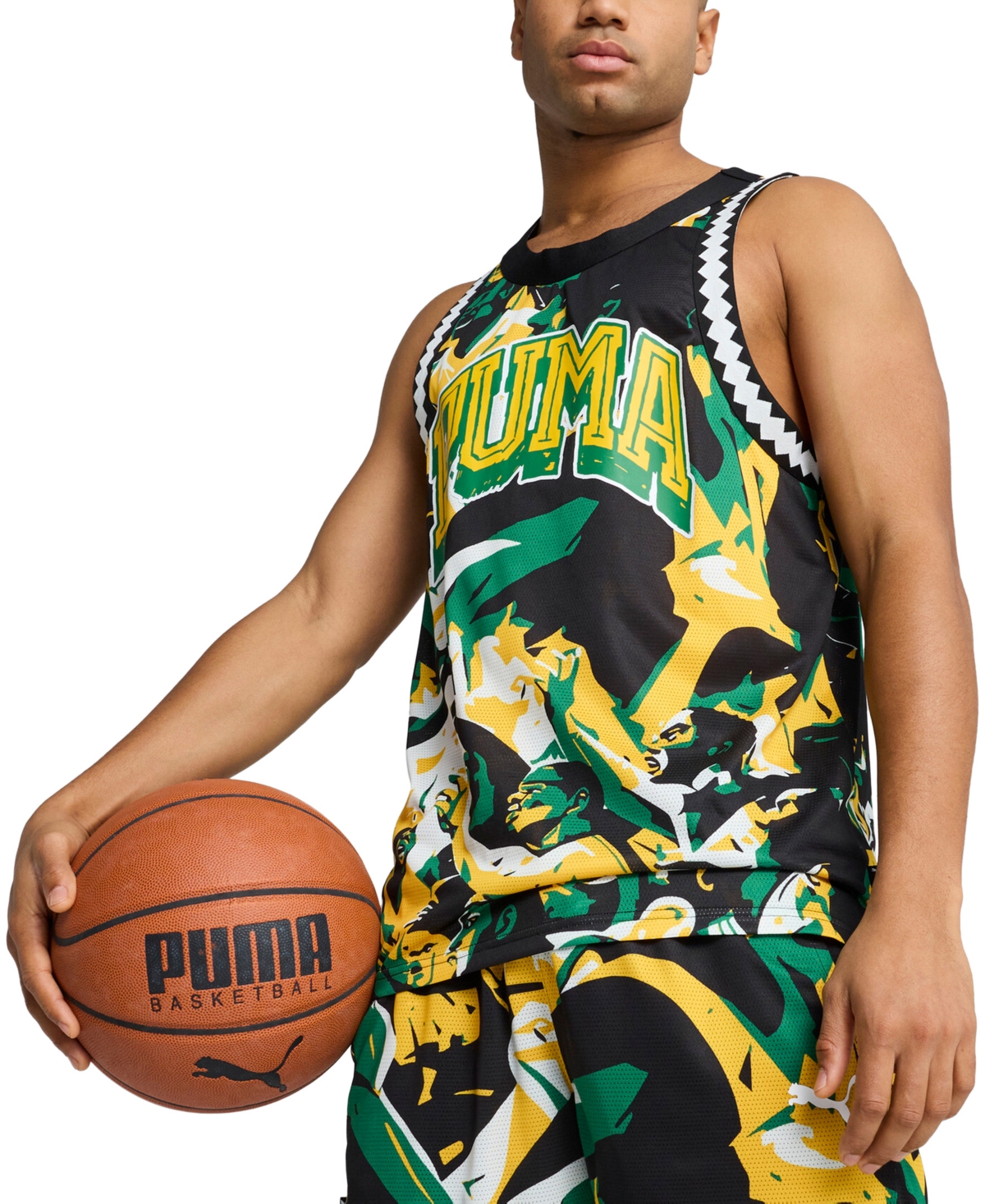 Puma Men's Rival Rage Regular-fit Mesh Graphic Tank In Green