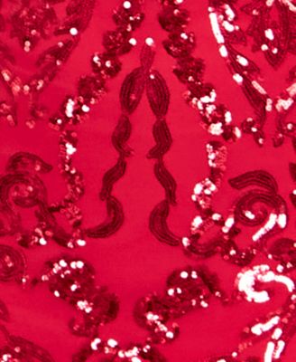 Juniors' Sequined Halter-Neck Evening Gown