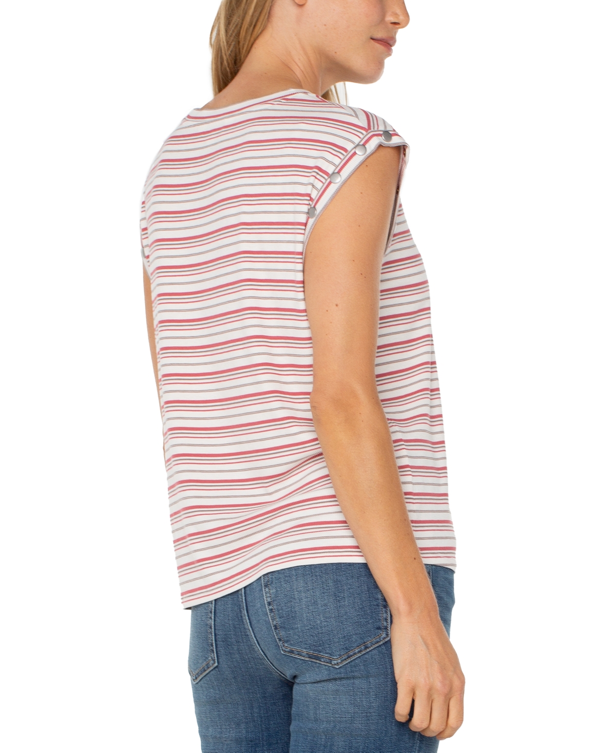 Liverpool Los Angeles Stripe Muscle Tee In Pink