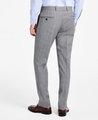 Men's Windowpane Wool-Blend Stretch Classic-Fit Suit Pants