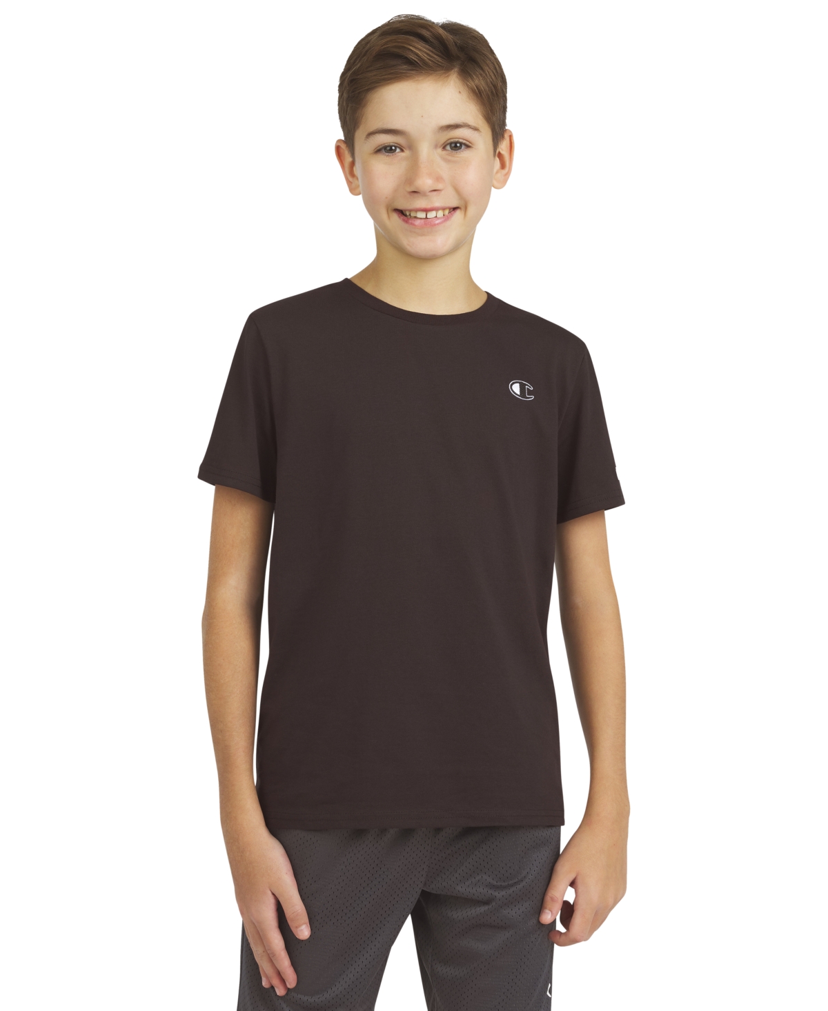 Champion Big Boys Patch Logo T-shirt In Brown