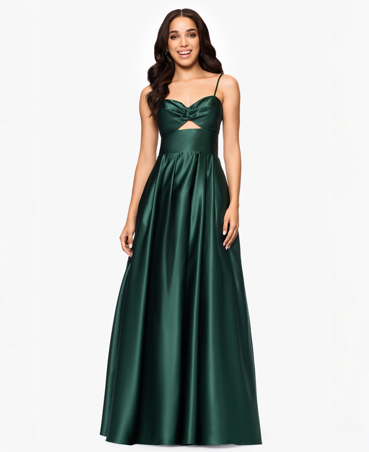 Juniors' Cutout-Front Lace-Up-Back Gown, Created for Macy's - Hunter