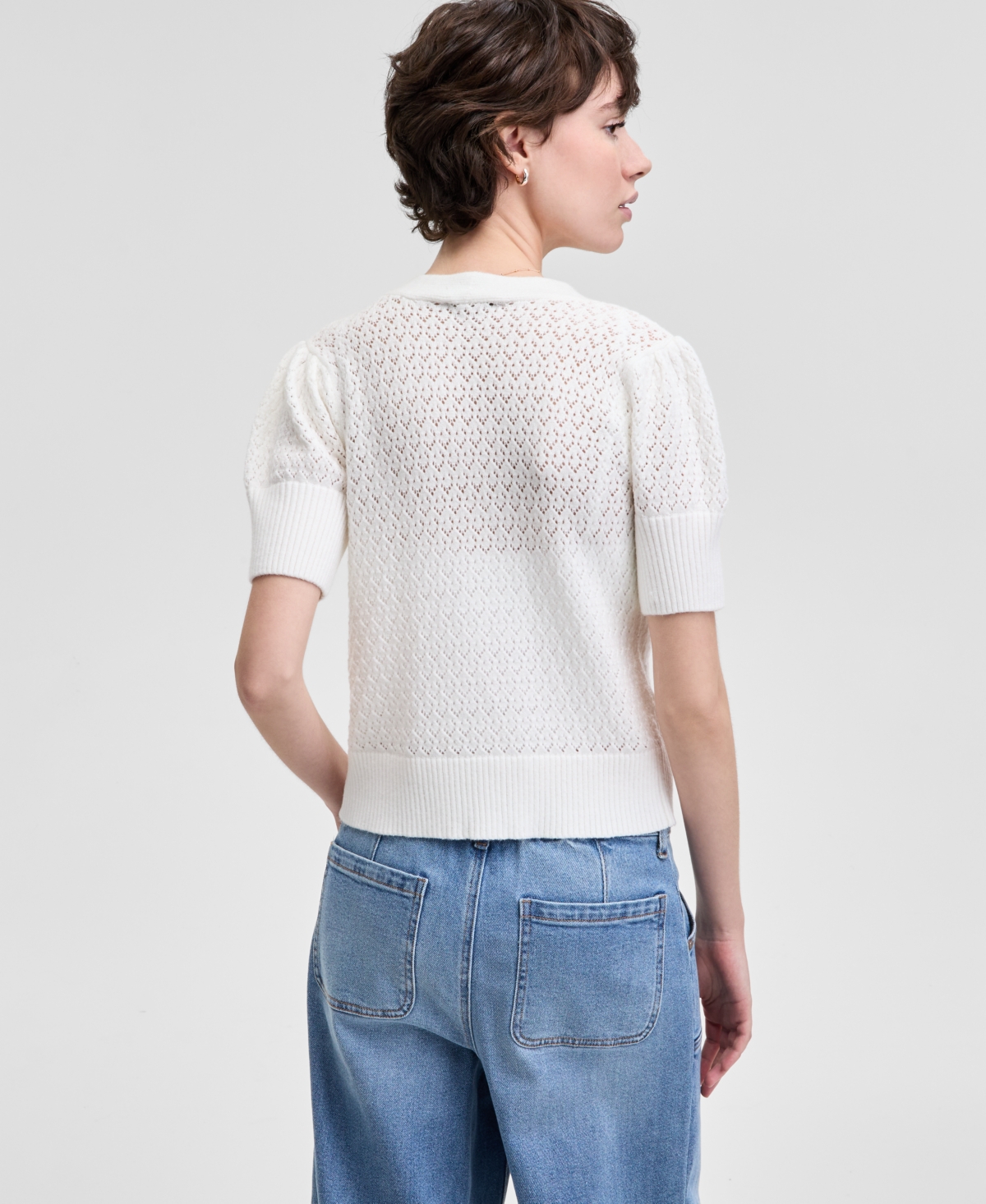 And Now This Women's Bow-front Pointelle Cardigan, Exclusively At Macy's In Calla Lily