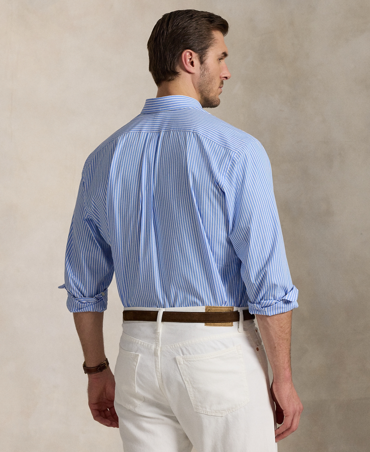 Polo Ralph Lauren Men's Big & Tall Poplin Sport Shirt In Canvas Blue,white