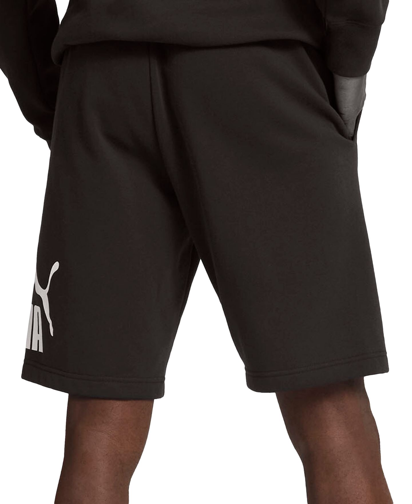 Мужские шорты Puma Logo Drawstring Regular-Fit Shorts, 10" Inseam, цвет: Чёрный — фото 3