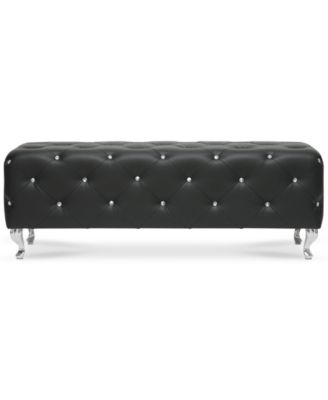 Arabella Crystal Tufted Faux Leather Bench