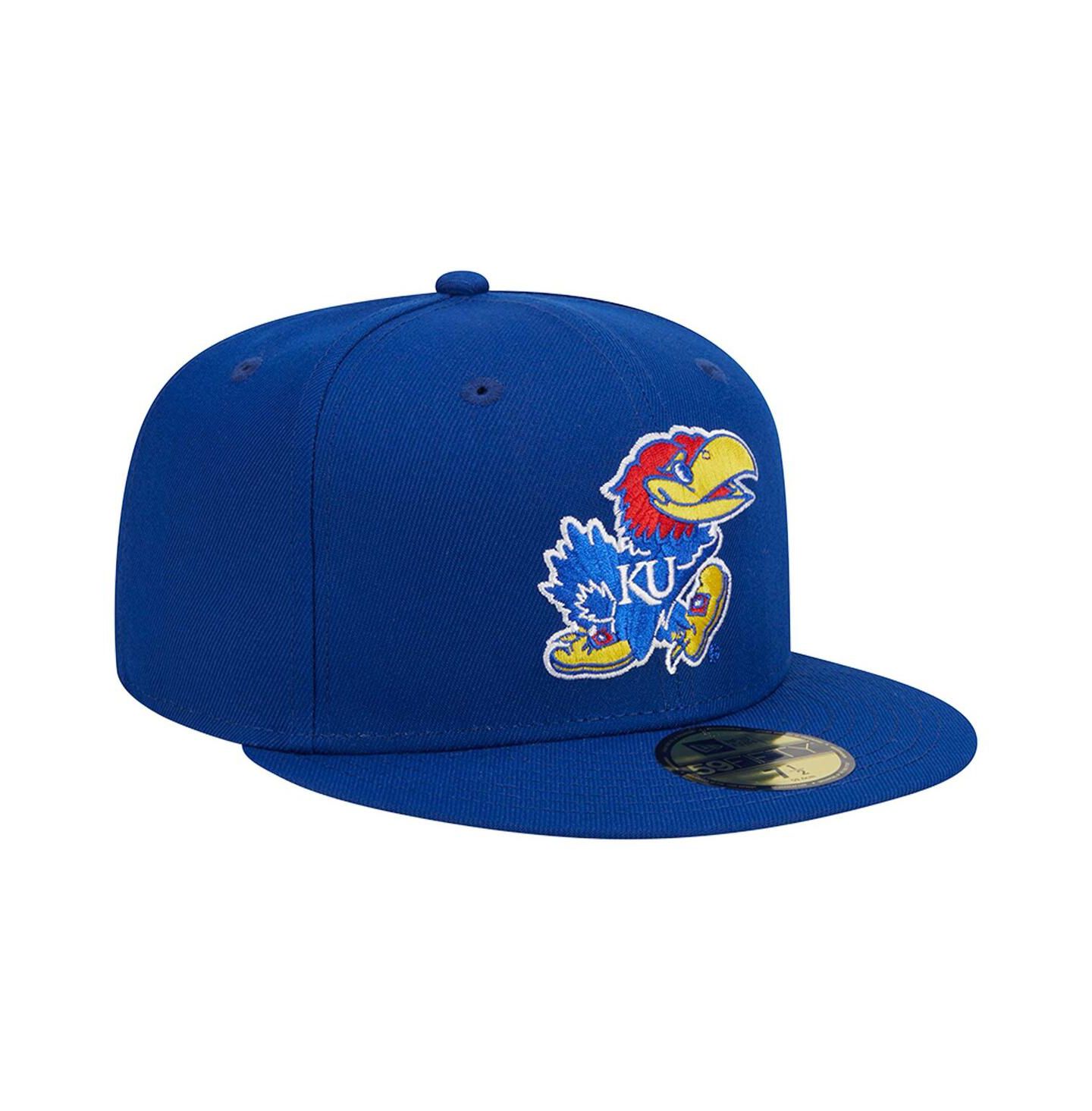 Мужская кепка New Era Royal Kansas Jayhawks Evergreen 59FIFTY Fitted Hat — фото 8