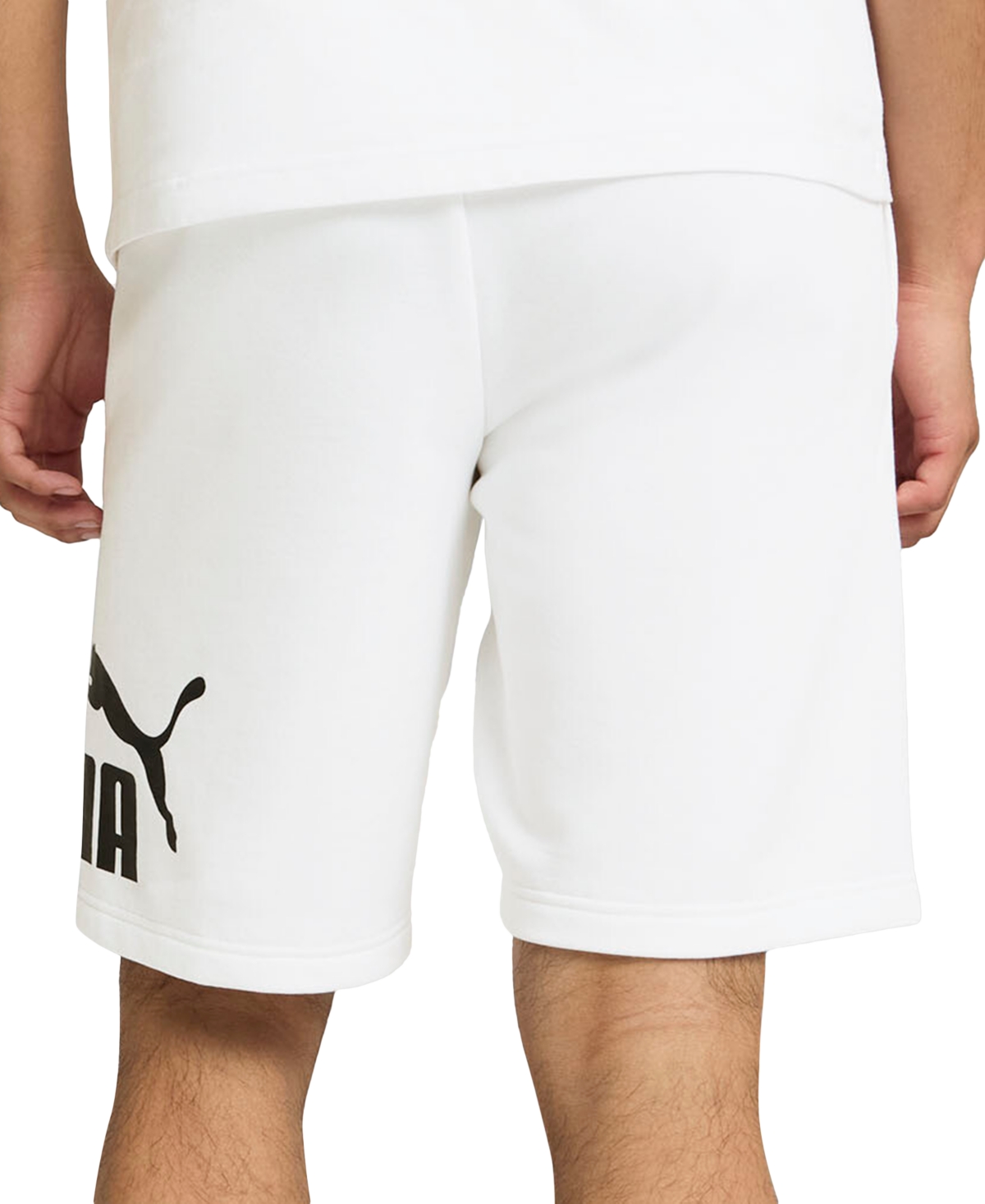 Puma Men's Regular-fit Big Logo-print Fleece 10" Shorts In White