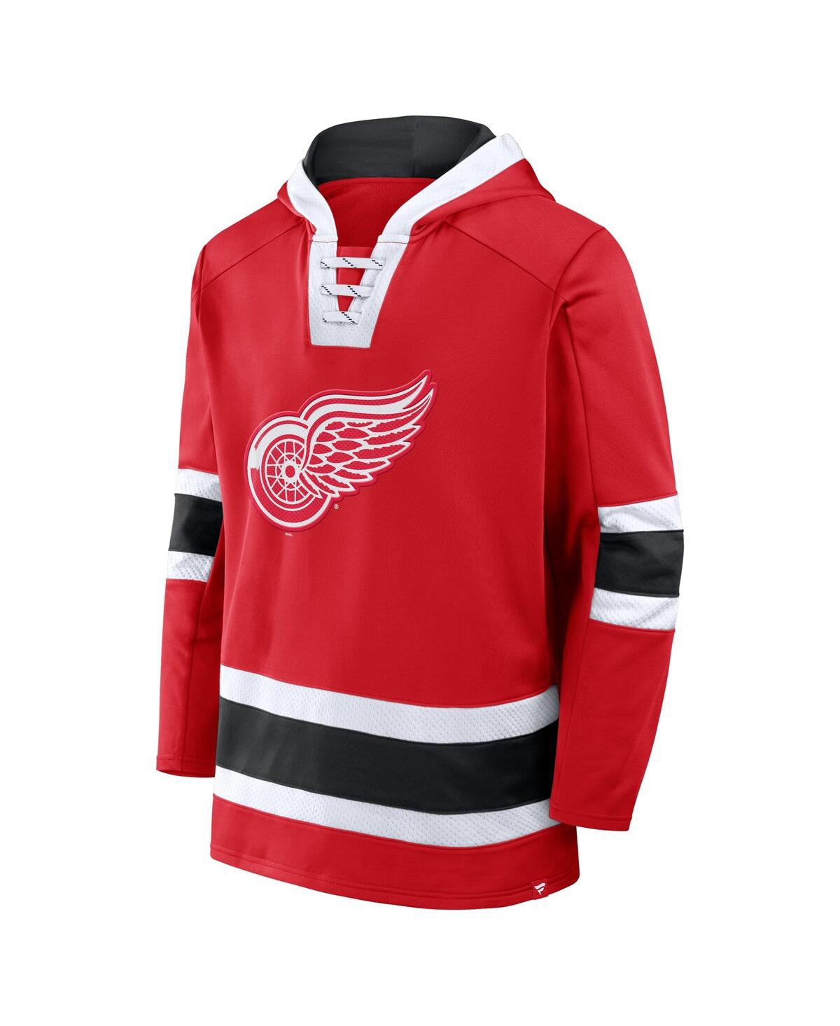 Fanatics Men's Red Detroit Red Wings Inside Line Fleece Pullover Hoodie In Red,black