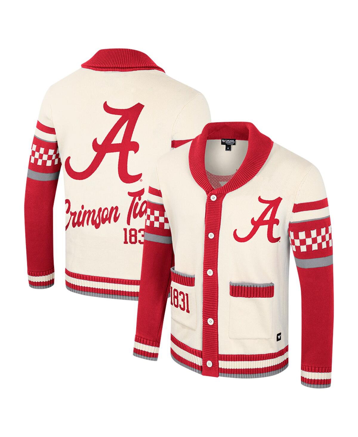 Women's Cream Alabama Crimson Tide Wild Collective Button-Up Jacquard Sweater - Cream