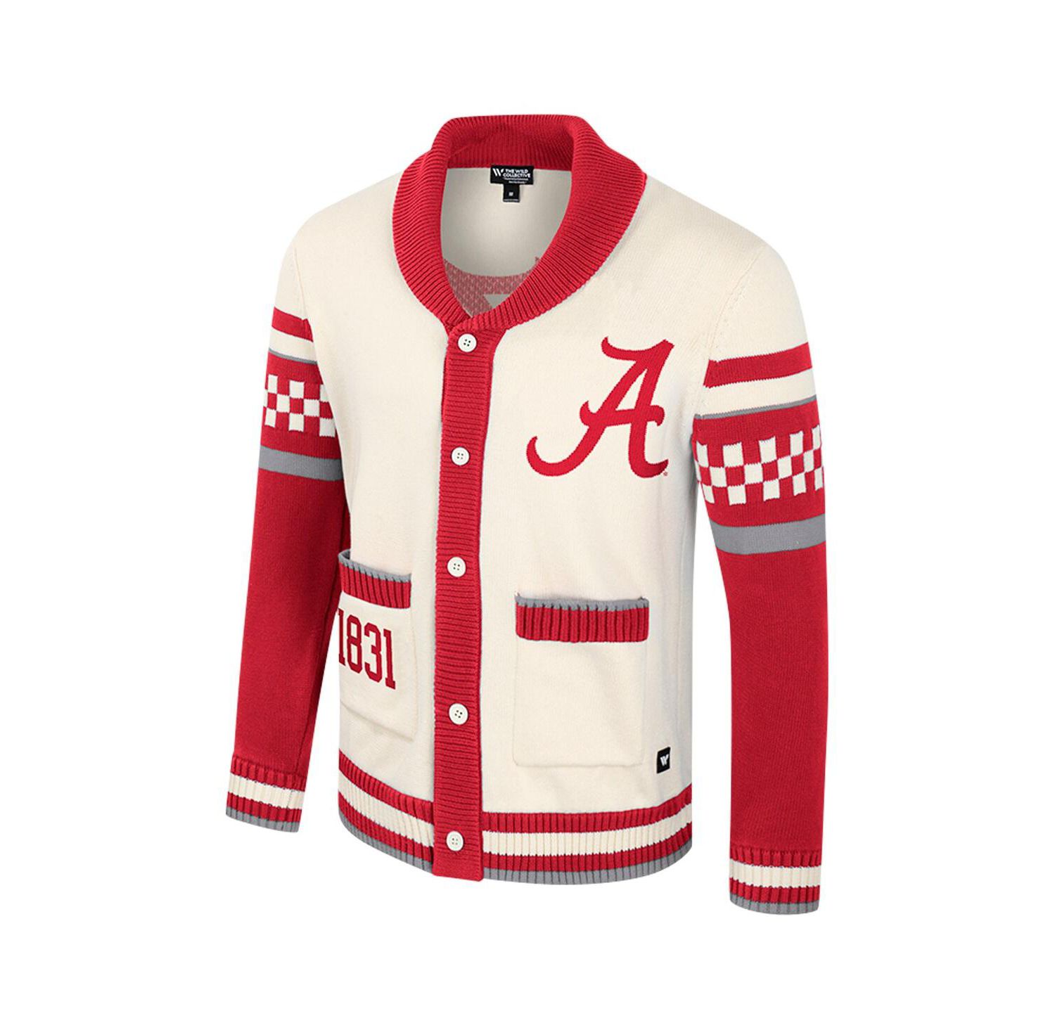 Women's Cream Alabama Crimson Tide Wild Collective Button-Up Jacquard Sweater