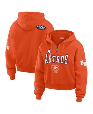 WEAR by Erin Andrews - Women's Orange Houston Astros Patch Quarter-Zip Hoodie