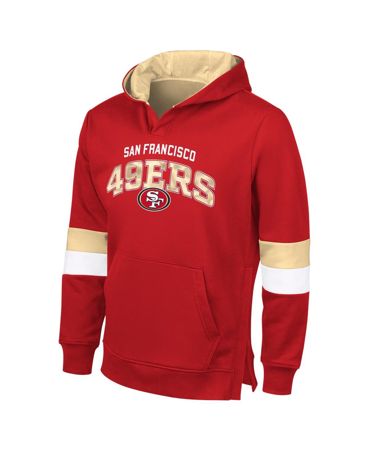 Shop G-iii Sports By Carl Banks G-ill Sports By Carl Banks Men's Scarlet/gold San Francisco 49ers Adaptive Faceoff Pullover Hoodie In Scarlet,gold