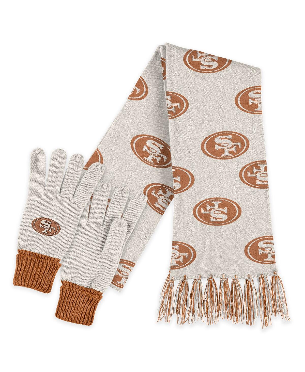 San Francisco 49ers Tonal Scarf and Gloves Set - Tan