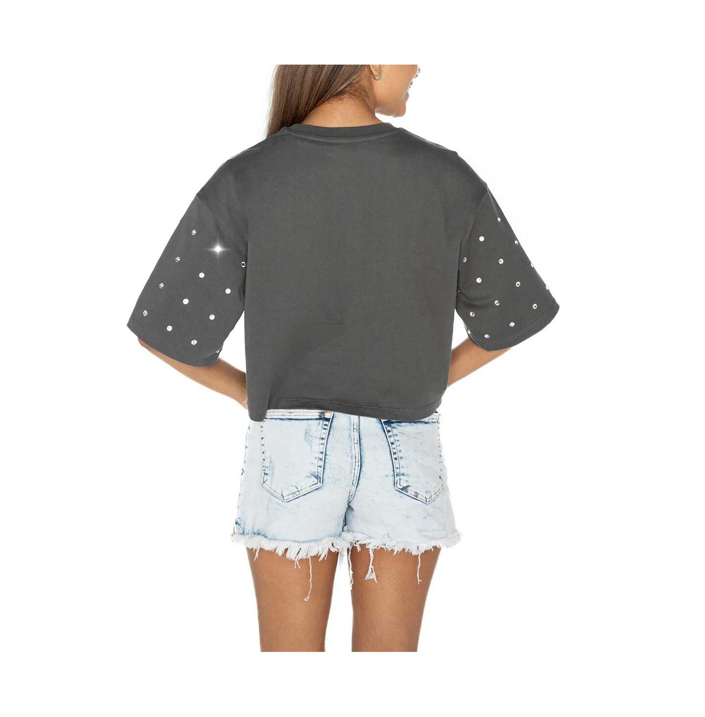 Женская футболка Gameday Couture Gray West Virginia Mountaineers Go Time Rhinestone Crop — фото 2