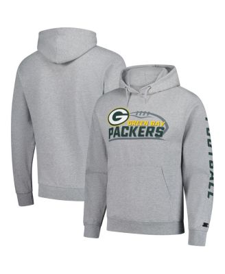 Starter - Men's Heather Gray Green Bay Packers Vintage Pullover Hoodie