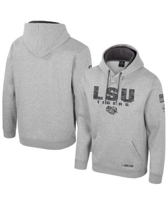 Colosseum - Men's Heather Gray LSU Tigers Oorah OHT Military Appreciation Pullover Hoodie