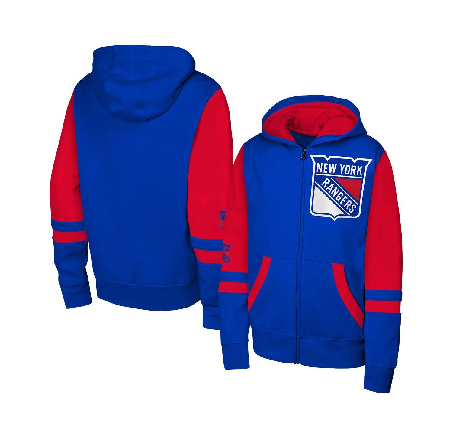 Big Boys and Girls Blue New York Rangers Face Off Full-Zip Hoodie