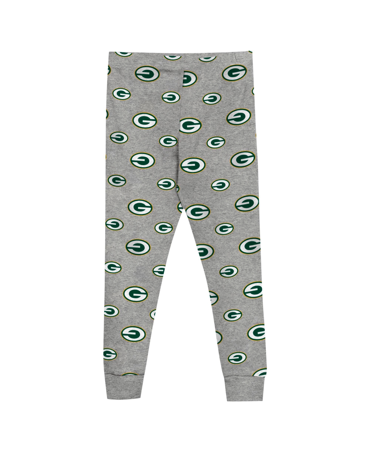 Outerstuff Preschool Heather Gray Green Bay Packers Long Sleeve T-shirt And Pants Sleep Set In Heather Gray